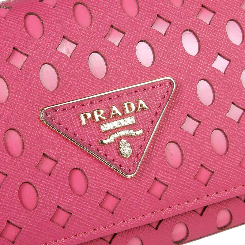 Knockoff Prada Real Leather Wallet 1141 rose red